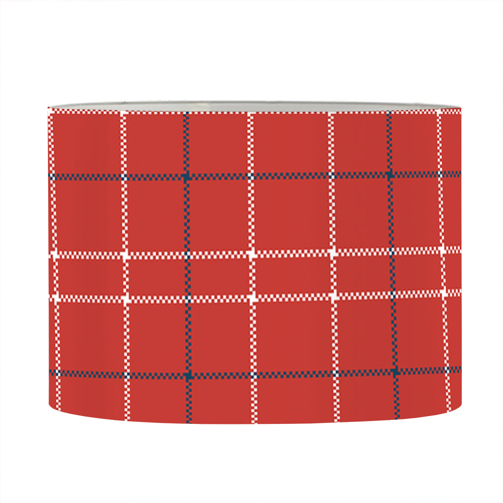 Red Tattersall Pattern Print Drum Lamp Shade