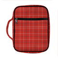 Red Tattersall Pattern Print Front Pocket Bible Bag