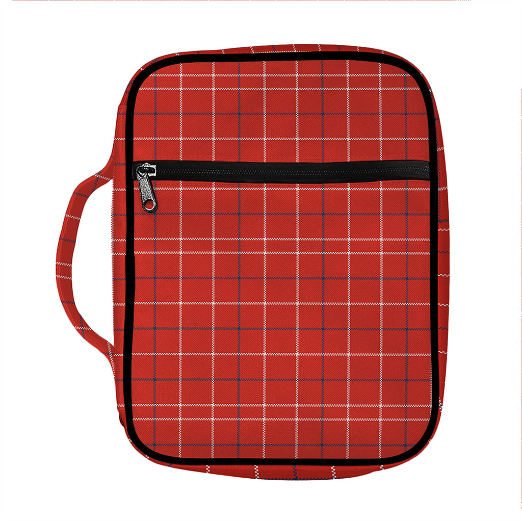 Red Tattersall Pattern Print Front Pocket Bible Bag