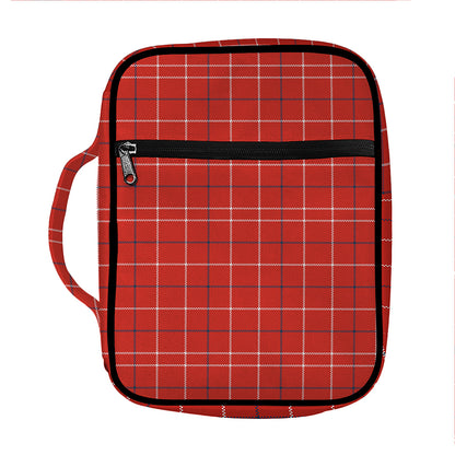 Red Tattersall Pattern Print Front Pocket Bible Bag