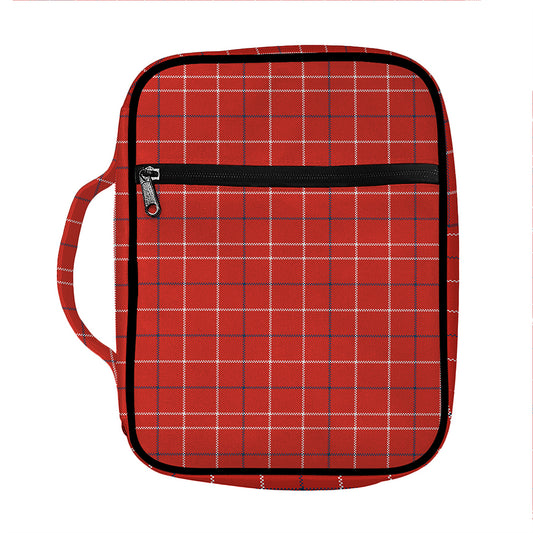 Red Tattersall Pattern Print Front Pocket Bible Bag