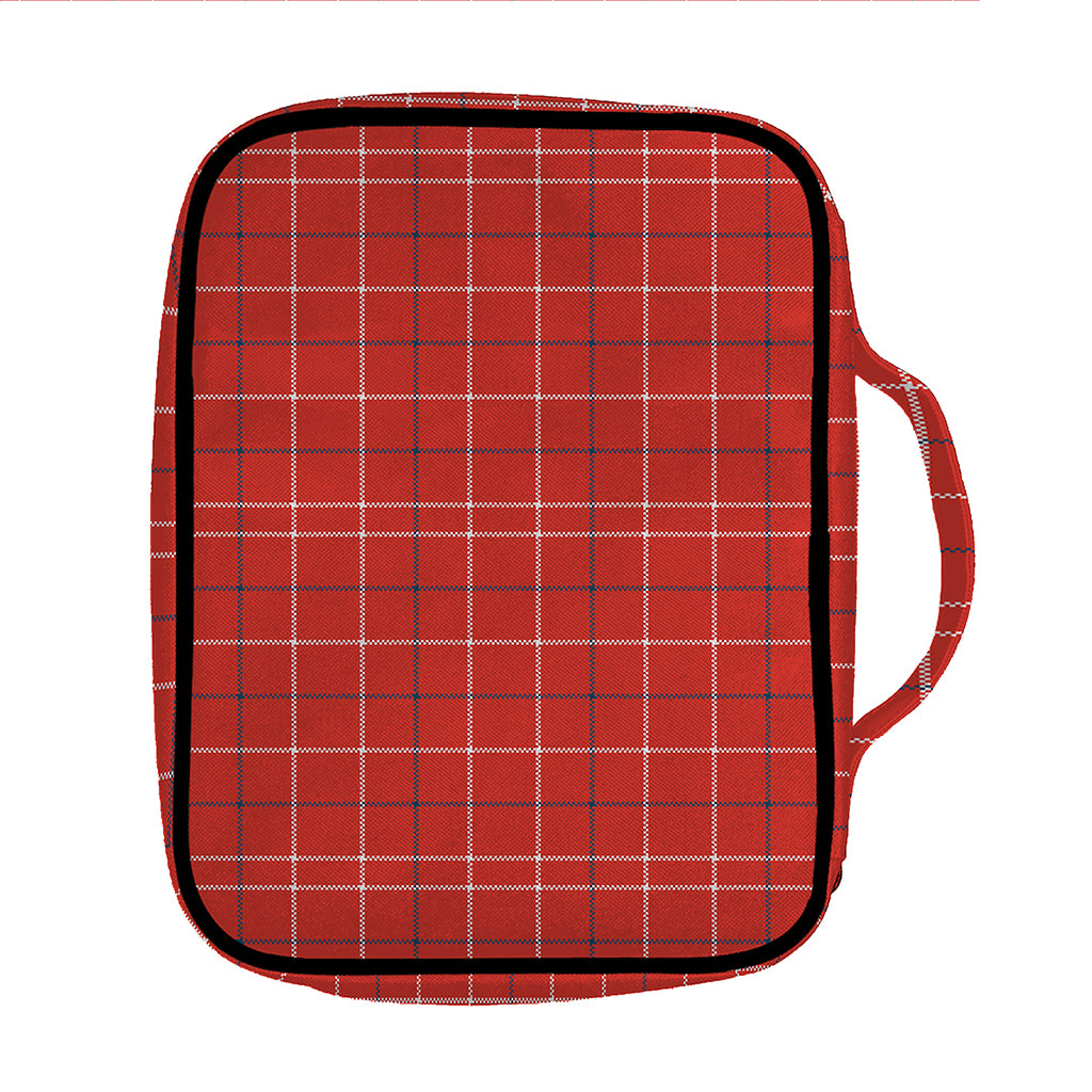 Red Tattersall Pattern Print Front Pocket Bible Bag