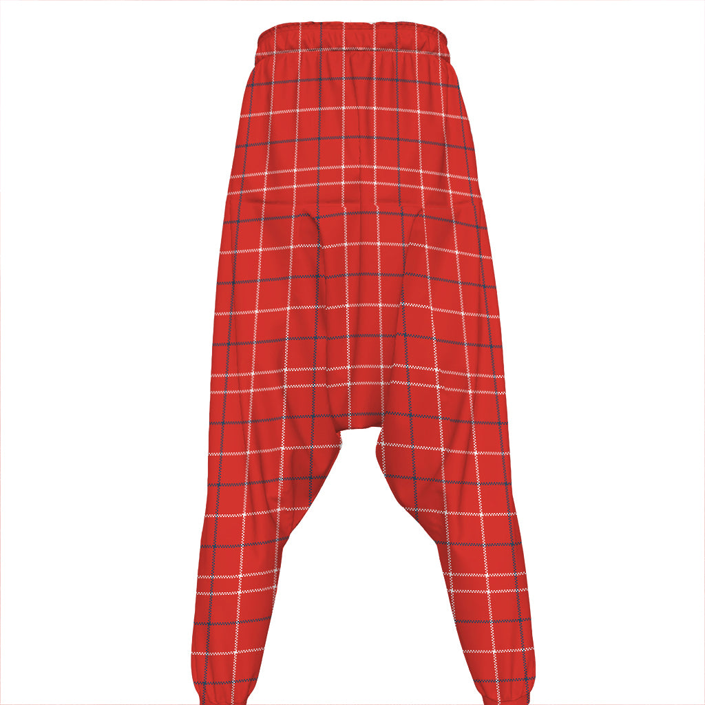 Red Tattersall Pattern Print Hammer Pants