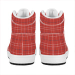 Red Tattersall Pattern Print High Top Leather Sneakers