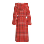 Red Tattersall Pattern Print Hooded Bathrobe