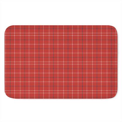 Red Tattersall Pattern Print Indoor Door Mat