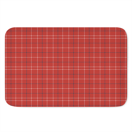 Red Tattersall Pattern Print Indoor Door Mat
