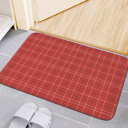 Red Tattersall Pattern Print Indoor Door Mat