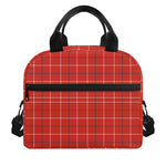 Red Tattersall Pattern Print Insulated Lunch Bag