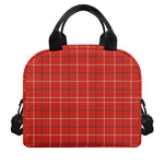 Red Tattersall Pattern Print Insulated Lunch Bag