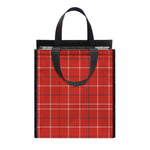 Red Tattersall Pattern Print Insulated Lunch Tote