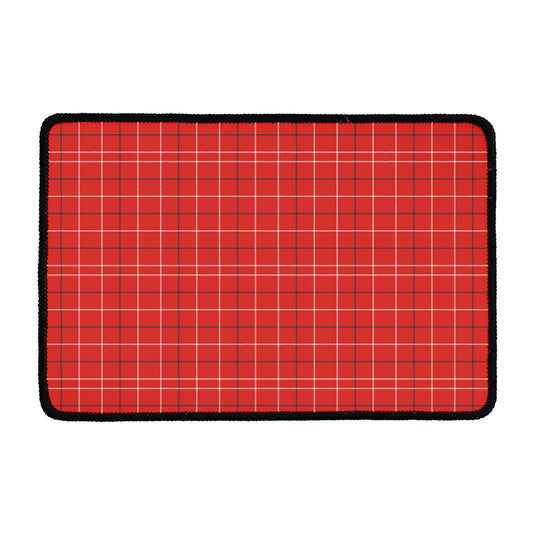 Red Tattersall Pattern Print Kitchen Mat
