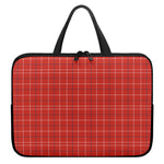 Red Tattersall Pattern Print Laptop Sleeve With Handle