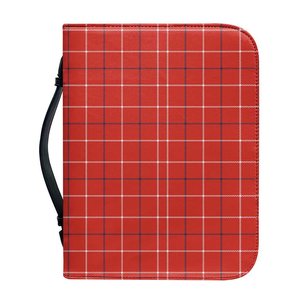 Red Tattersall Pattern Print Leather Bible Cover