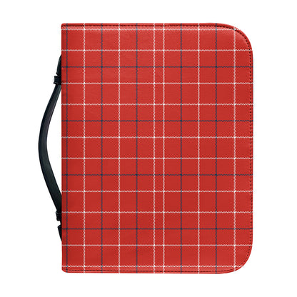 Red Tattersall Pattern Print Leather Bible Cover