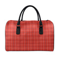 Red Tattersall Pattern Print Leather Duffel Bag