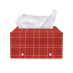 Red Tattersall Pattern Print Leather Tissue Box Cover