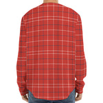 Red Tattersall Pattern Print Long Sleeve Baseball Jersey