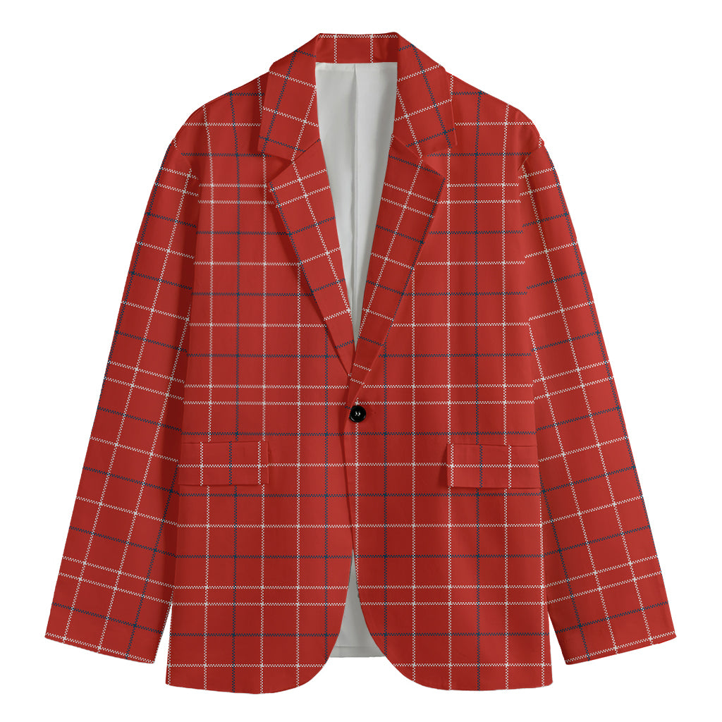 Red Tattersall Pattern Print Men's Blazer
