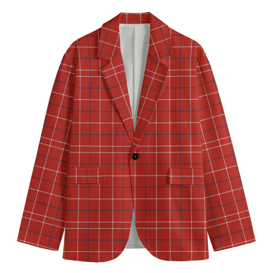 Red Tattersall Pattern Print Men's Blazer