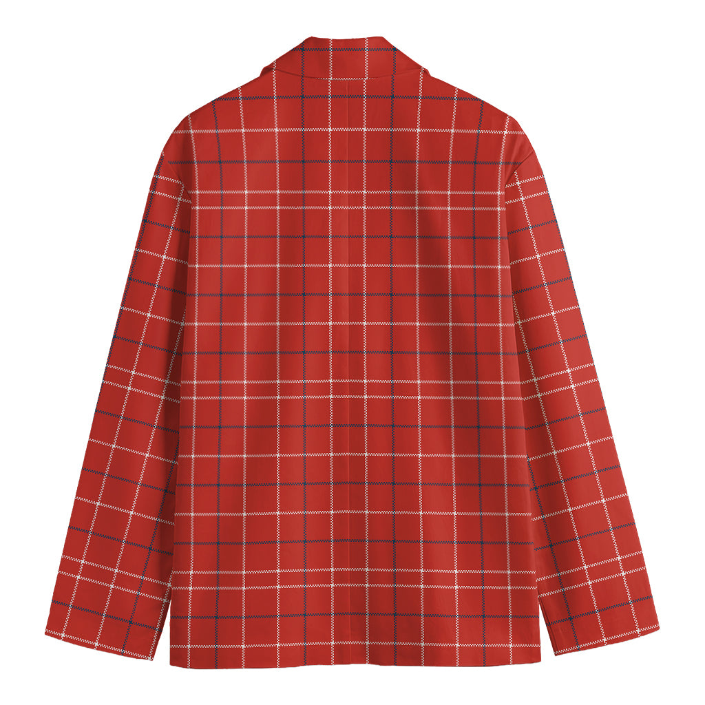 Red Tattersall Pattern Print Men's Cotton Blazer