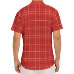 Red Tattersall Pattern Print Men's Deep V-Neck Shirt