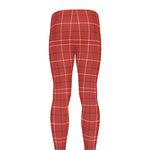 Red Tattersall Pattern Print Men's leggings