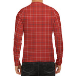 Red Tattersall Pattern Print Men's Long Sleeve Rash Guard