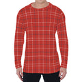 Red Tattersall Pattern Print Men's Long Sleeve T-Shirt