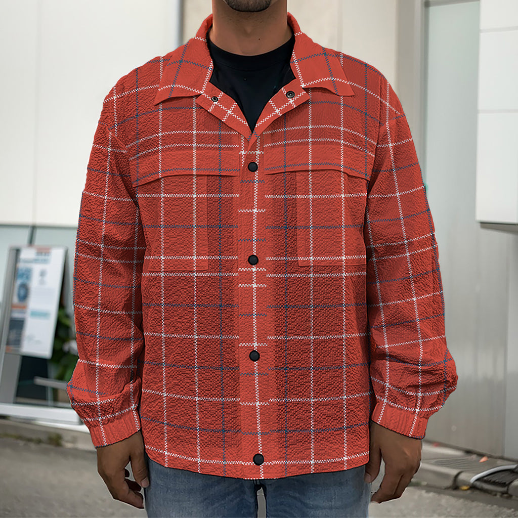 Red Tattersall Pattern Print Men's Shirt Jacket