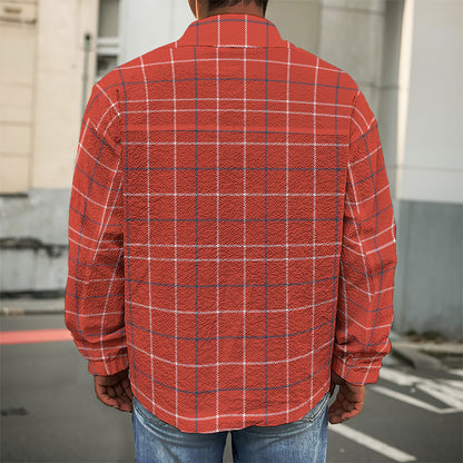 Red Tattersall Pattern Print Men's Shirt Jacket