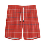 Red Tattersall Pattern Print Men's Sports Shorts