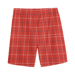 Red Tattersall Pattern Print Men's Sports Shorts