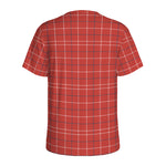 Red Tattersall Pattern Print Men's Sports T-Shirt
