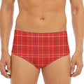 Red Tattersall Pattern Print Men's Triangle Swim Briefs