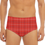 Red Tattersall Pattern Print Men's Triangle Swim Briefs