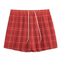 Red Tattersall Pattern Print Mesh Shorts