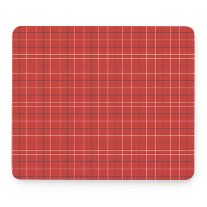 Red Tattersall Pattern Print Mouse Pad