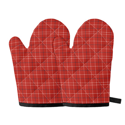 Red Tattersall Pattern Print Oven Mitts