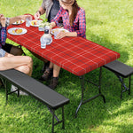 Red Tattersall Pattern Print Picnic Table Cover
