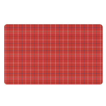 Red Tattersall Pattern Print Polyester Doormat