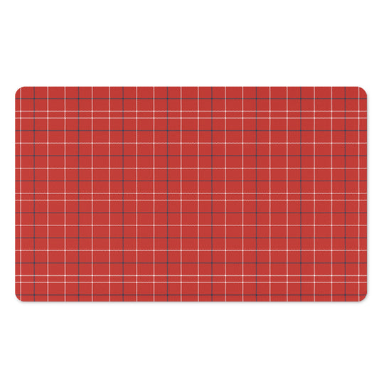 Red Tattersall Pattern Print Polyester Doormat