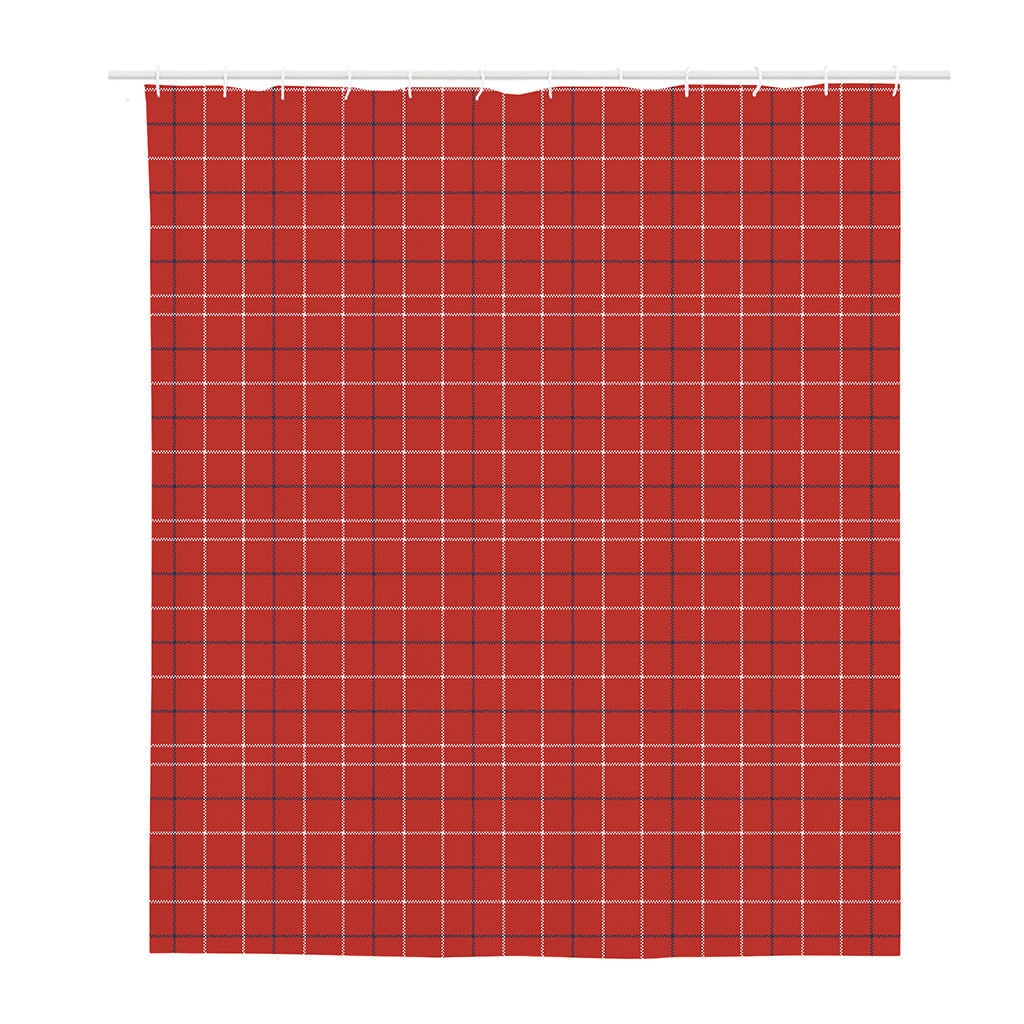 Red Tattersall Pattern Print Polyester Shower Curtain