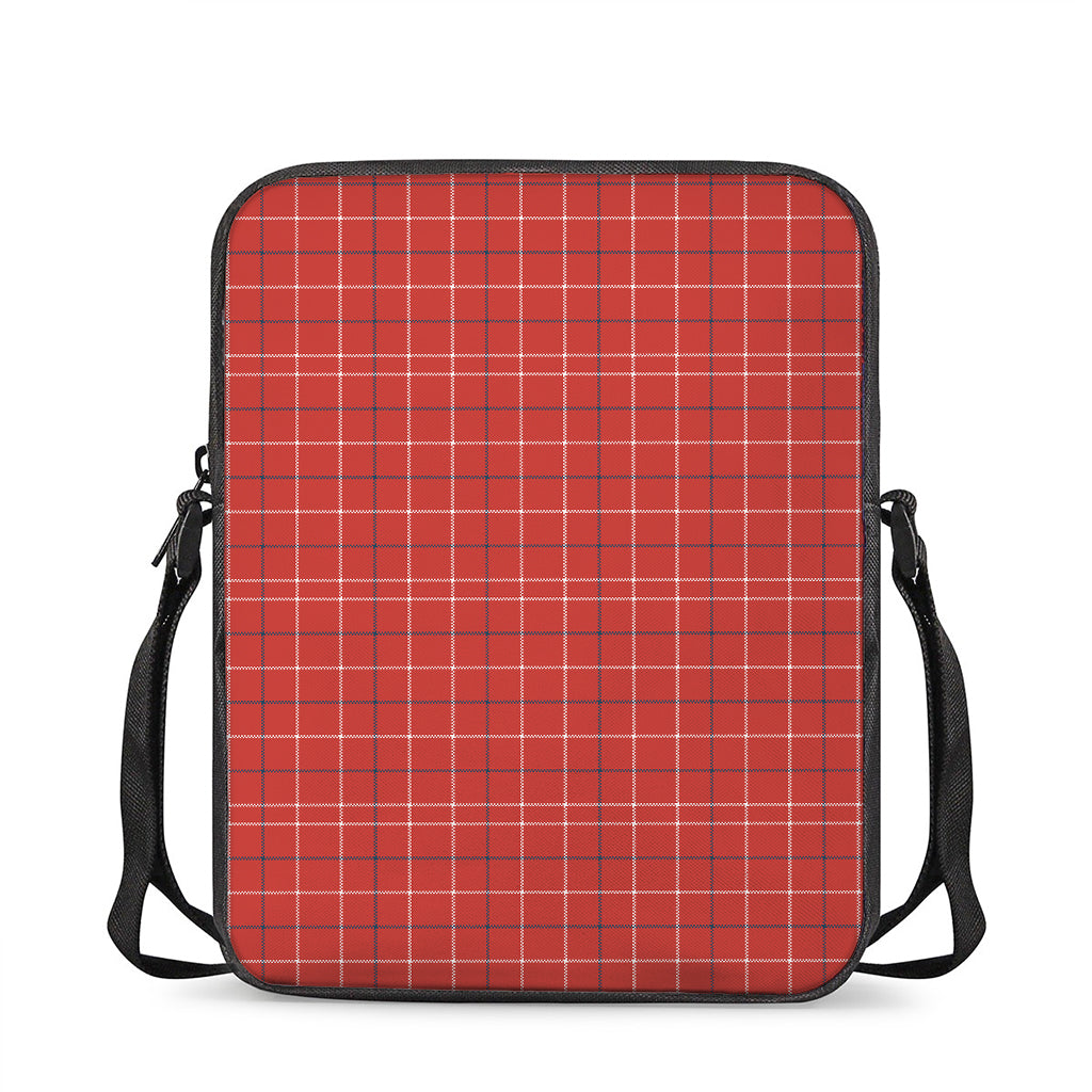 Red Tattersall Pattern Print Rectangular Crossbody Bag