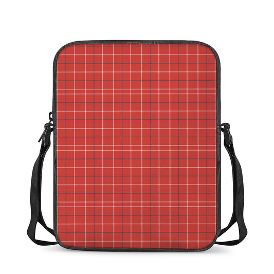 Red Tattersall Pattern Print Rectangular Crossbody Bag