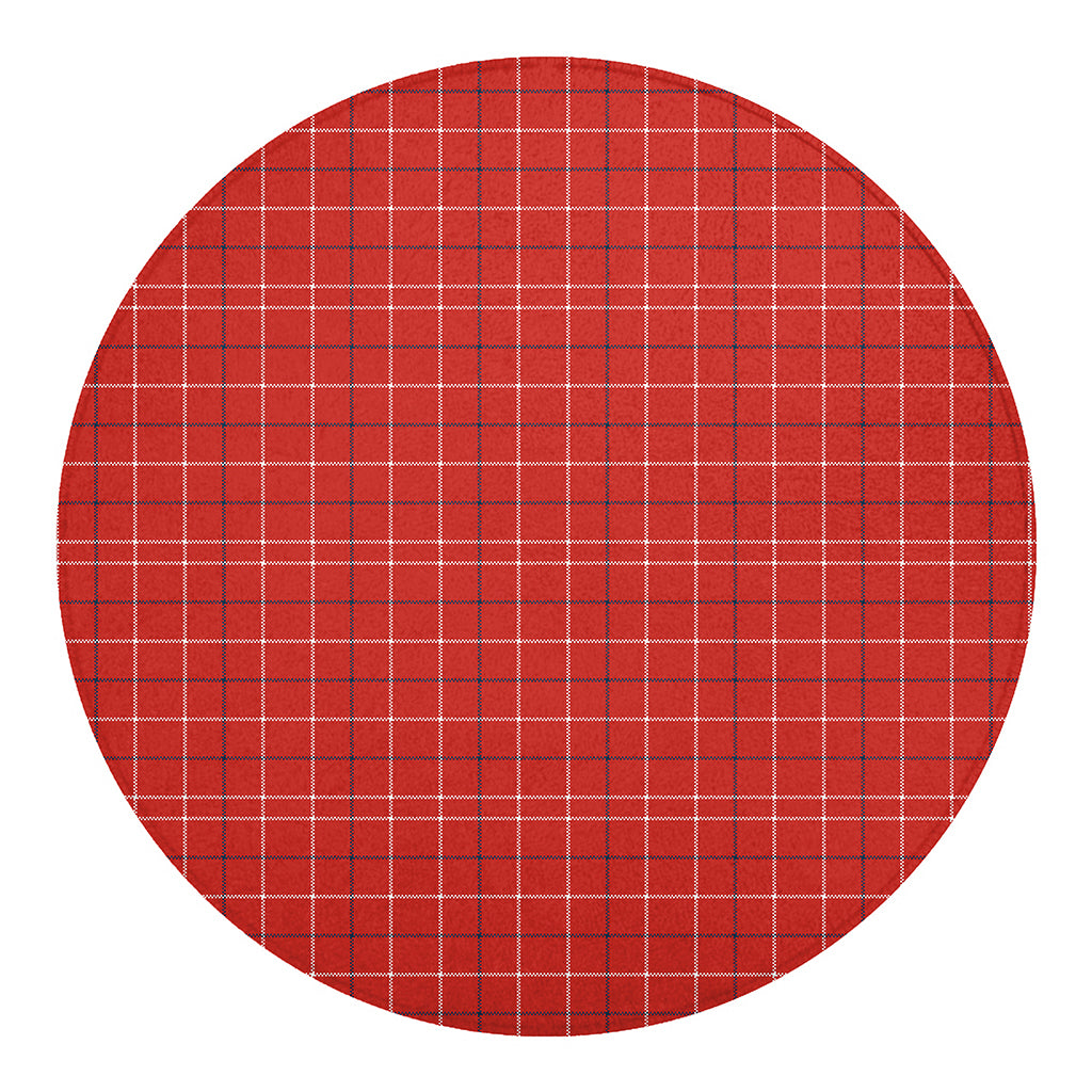 Red Tattersall Pattern Print Round Blanket
