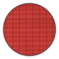 Red Tattersall Pattern Print Round Floor Mat