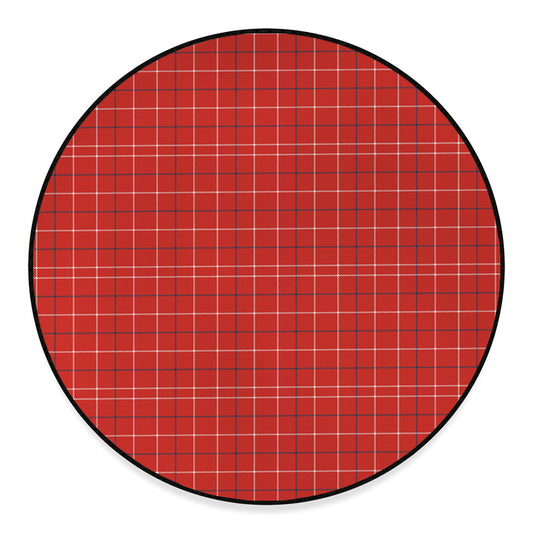 Red Tattersall Pattern Print Round Floor Mat