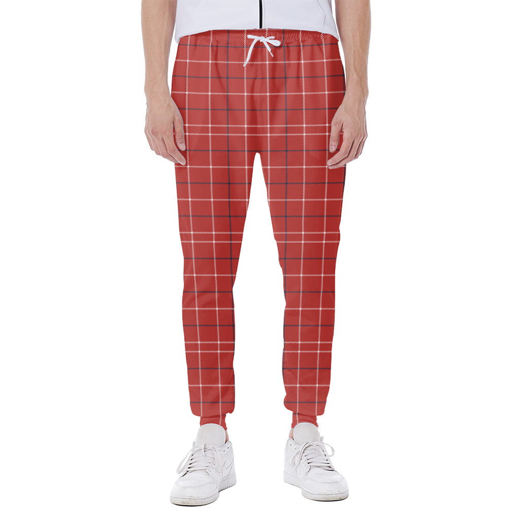 Red Tattersall Pattern Print Scuba Joggers