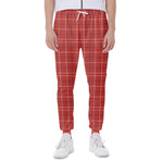 Red Tattersall Pattern Print Scuba Joggers